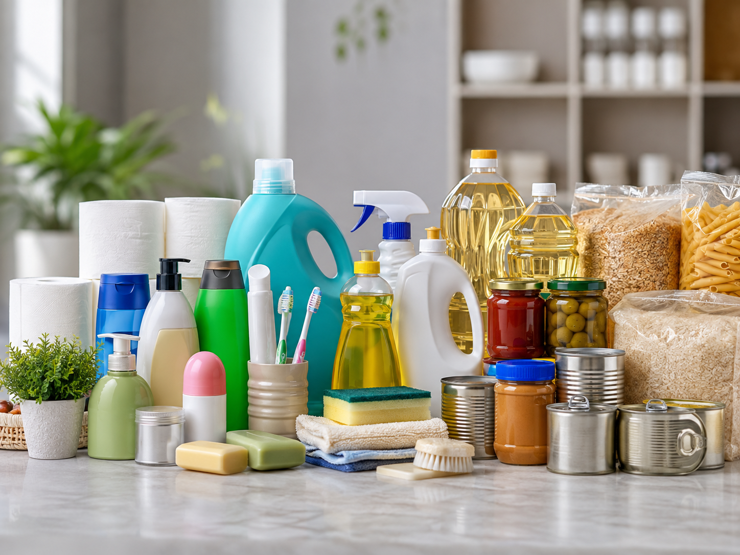 Household, cleaning and everyday consumer goods presented for wholesale sourcing